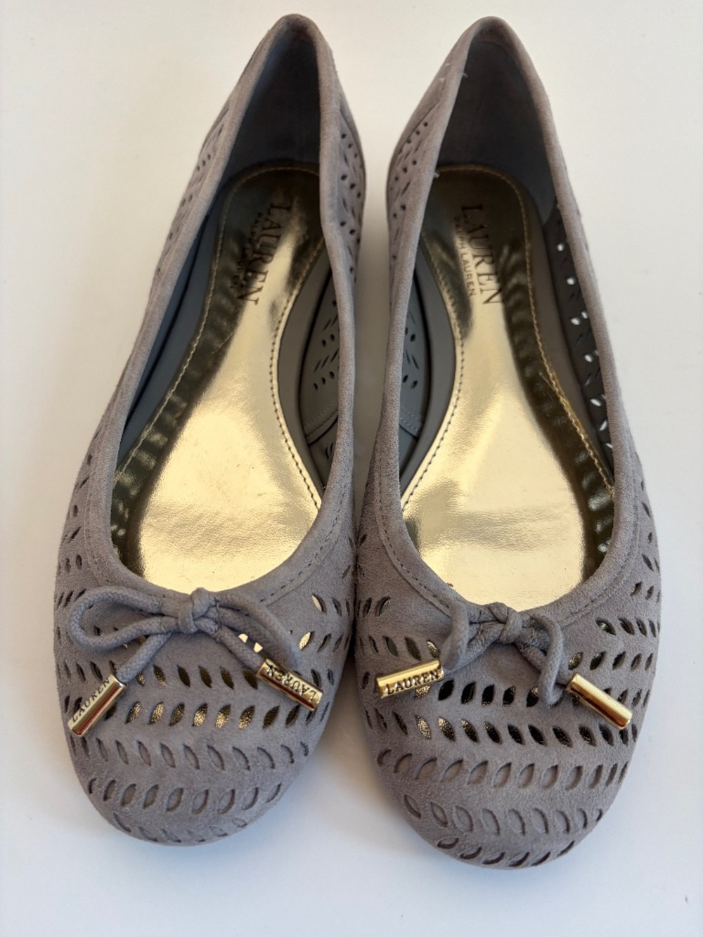 Lauren Ralph Lauren "Abbie" Suede Ballet Flats, Gray color - Size 6B (Nw/oT)